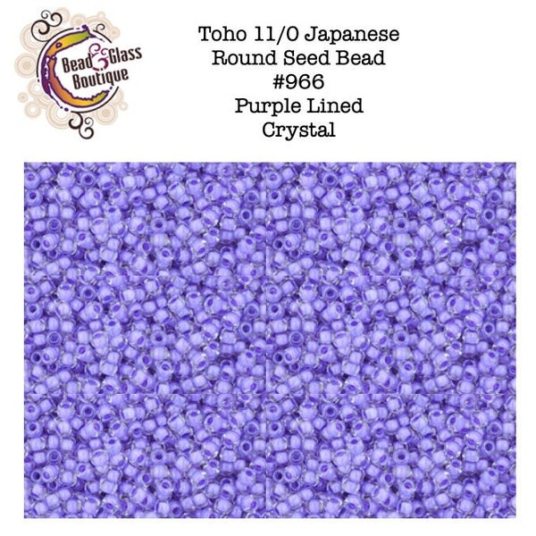 Seed Bead 11/0, Toho, Japanese Round Seed Bead, #966 Purple Lined Crystal, approximately 22-24 gram tube, Bead Weaving Embroidery