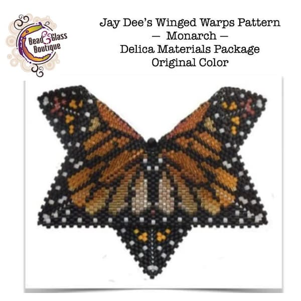 Delica Package for Jay Dee's Winged Warp Series, Monarch (FREE PATTERN), CHooSE ColorS:  Original, Green, Purple, Red, and Aquamarine