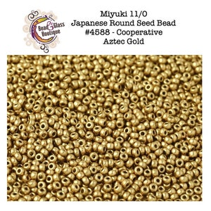 Seed Bead, Miyuki Japanese Round Glass Seed Bead, Cooperative Aztec Gold, approximately 23 grams, CHOOSE: 11/0 & 8/0 Bead Weaving Embroidery