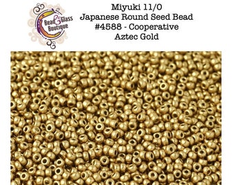 Seed Bead, Miyuki Japanese Round Glass Seed Bead, Cooperative Aztec Gold, approximately 23 grams, CHOOSE: 11/0 & 8/0 Bead Weaving Embroidery