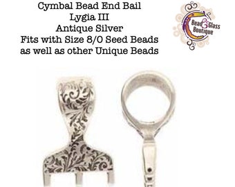 Cymbal Bead End Findings, LYGIA III, Package of 1 Bail, Beadwork Connector, CHOOSE: Gold Plated, Antique Silver, Antique Brass, Rose Gold