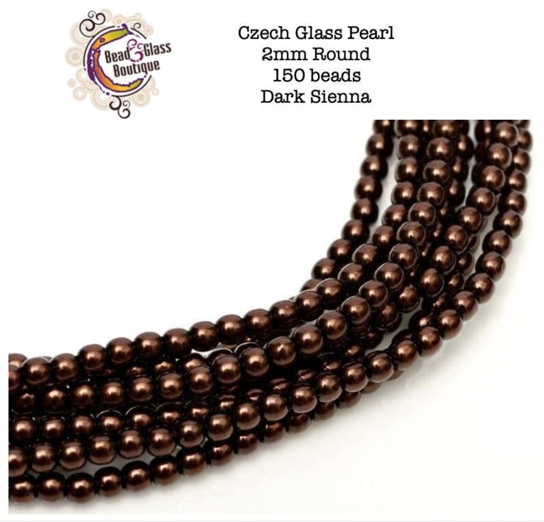 Czech Glass Round Pearl Druk Bead, Single Hole, Dark Sienna Shiny, SIZE: 2mm 150 beads Bead Weaving Bead Embroidery Embellishment image 1