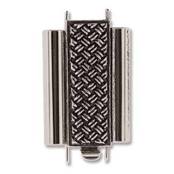 Elegant Elements BeadSlide Clasp, Crosshatch, 10mm x 18mm, CHOOSE YOUR METAL: Antique Silver or Antique Gold, Loom Weaving, Peyote Stitching