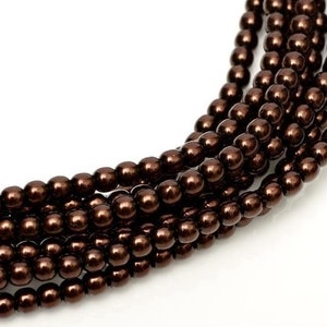 Czech Glass Round Pearl Druk Bead, Single Hole, Dark Sienna Shiny, SIZE: 2mm 150 beads Bead Weaving Bead Embroidery Embellishment image 2