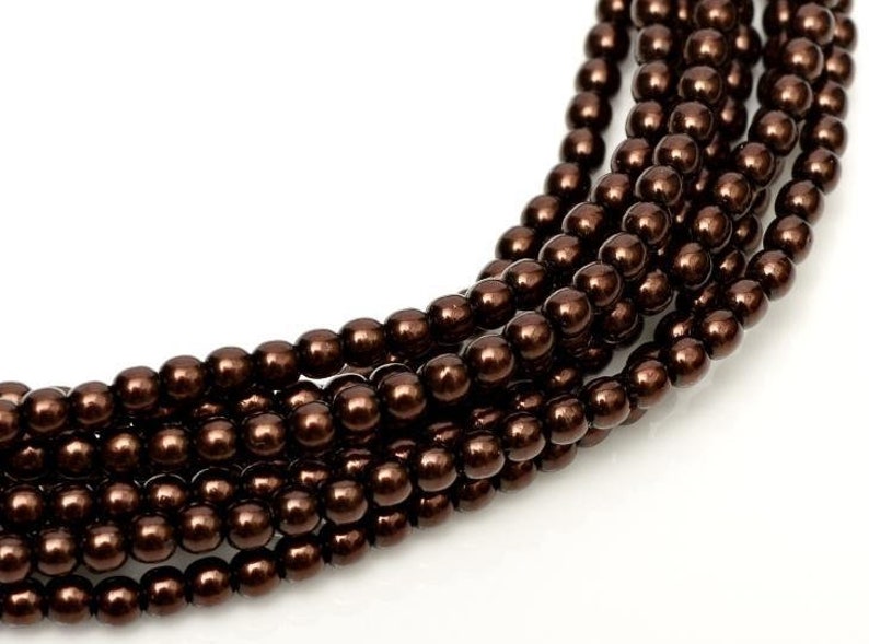 Czech Glass Round Pearl Druk Bead, Single Hole, Dark Sienna Shiny, SIZE: 2mm 150 beads Bead Weaving Bead Embroidery Embellishment image 2