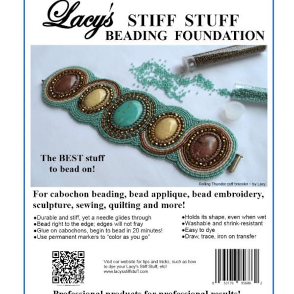 Lacy's Stiff Stuff Beading Foundation BLANC + NOIR Feuilles complètes 8,5 x 11 po et quarts de feuilles 4,25 x 5,5 po Cabochon Perle Broderie Appliqué Feutrage