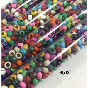 Heavy Metal Seed Bead, approximately 50 grams in 6 tube, Multi Colored Mix CHOOSE SIZE: 11/0, 8/0, and 6/0 Bead Weaving Shelley Nybakke 6/0 approx 40 grams