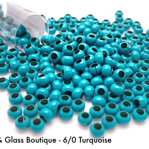 Heavy Metal Seed Bead, approximately 40 grams in 6&quot; tube, Turquoise - SIZE: 6/0; Shelley Nybakke, Spacer Beads Bead Weaving Sparkling Waves