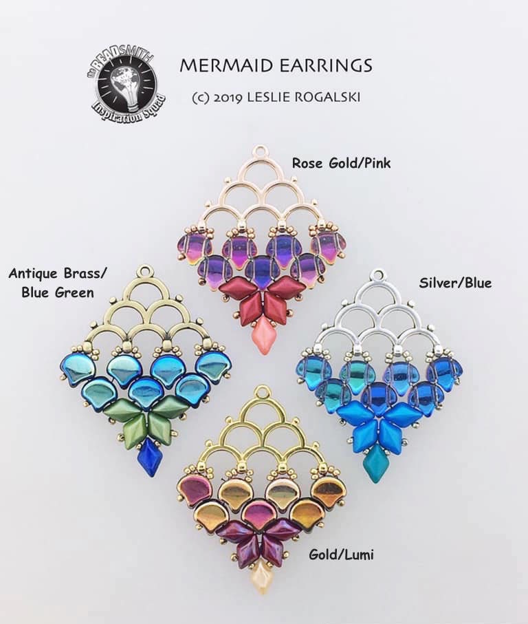 KIT - Mermaid Earrings Beading Kit, Instructions and beading material…