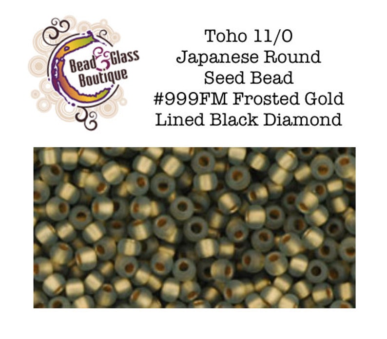 Toho #999FM approximately 22-24 gram tube Japanese Round Bead Frosted Gold Lined Black Diamond Seed Bead 110