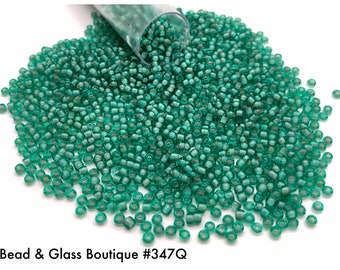 Japanese Round Seed Bead, #374Q Light Grey Lined Light Sea Green, CHOOSE: 11/0 and 8/0, Bead Weaving, Embroidery, Embellishment Stitching