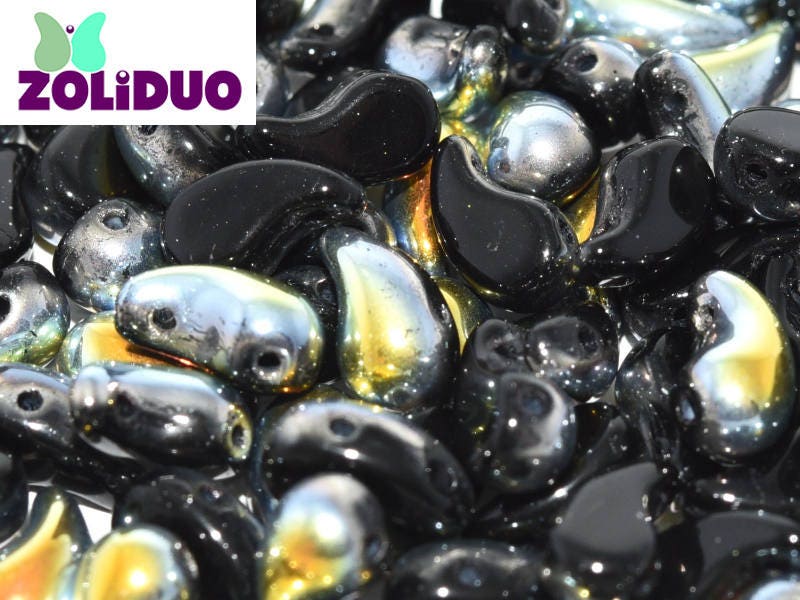 approximately 50 beads Aluminum Silver Two Holes 5x8mm Czech Glass ZoliDuo Bead SemiMatte Metallic Silver ChOOse LEFT RIGHT VERSION