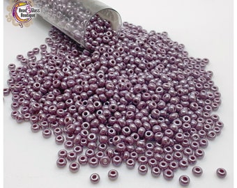 Czech Glass Round Seed Bead, Size 10/0, 25 grams, Opaque Light Purple Sphinx (Luster)  New York City Find! Former York Beads Stock; Weaving