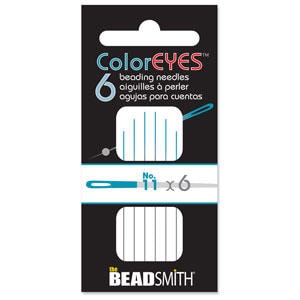 Colored Eyes Beading Needles by BeadSmith, package of 6 needles, CHOOSE YOUR SIZEs:  11 or 12; Bead Weaving, Bead Embroidery, Needle Craft