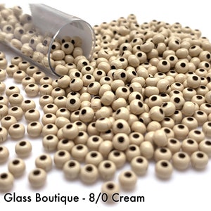Heavy Metal Seed Bead, approximately 50 grams in 6&quot;tube, Cream, Size 8/0; Shelley Nybakke, Spacer Bead Weaving, Sturdy Girl Designs