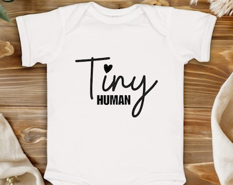 Infant Fine Jersey Bodysuit, Tiny Human, Baby Onesie, Newborn Onesie, Infant Onesie, White, Black, Blue, Pink