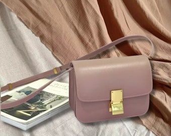 Women Leather Box Bag- Square Handbag- Shoulder Bag- Retro Crossbody Bag -Purse- Anniversary Gift Trendy - Mother's Day Gift