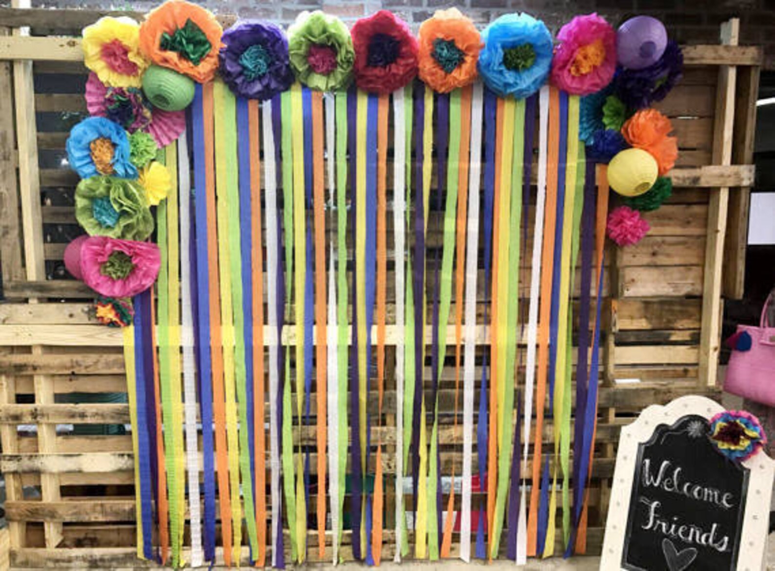 Mexican tissue paper flowers photo wall wedding fiesta etsy
