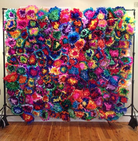Photo Wall Paper Tissue Flowers Backdrop Pom Poms Multicolor Mexican Fiesta  Decoration 120 Flowers 