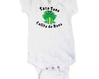 Sana Sana Colita de Rana Baby Outfit Newborn Bodysuit Spanish Mexican