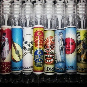 Mexican Wedding Favors Bubble Wands - Loteria Day of the Dead Virgen Guadalupe Destination Wedding Welcome Gift Bags