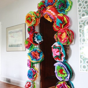 Mexican Paper Flower Wall Colored Tissue Paper Pom Poms - Set of 30 - Fiesta Flowers Wedding Arch