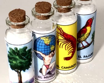 Margarita Salt Sampler Mexican Wedding Favors Loteria Glass Bottles Finishing Salt