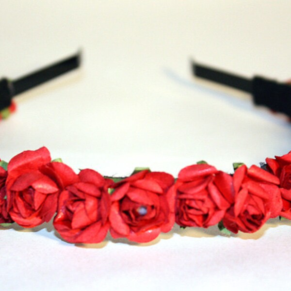 Red Rose Headband Etsy