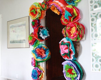 Mexican Paper Flowers Photo Wall Tissue Pom Poms Multicolor - Large Multicolor Wedding Flowers - Set of 20 with Priority Shipping