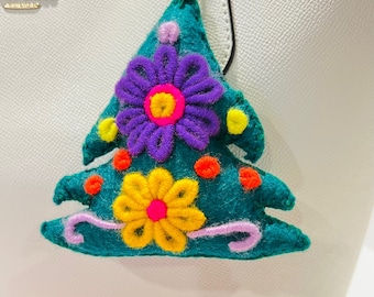Mexican Christmas tree embroidered tassel bag charm purse backpack