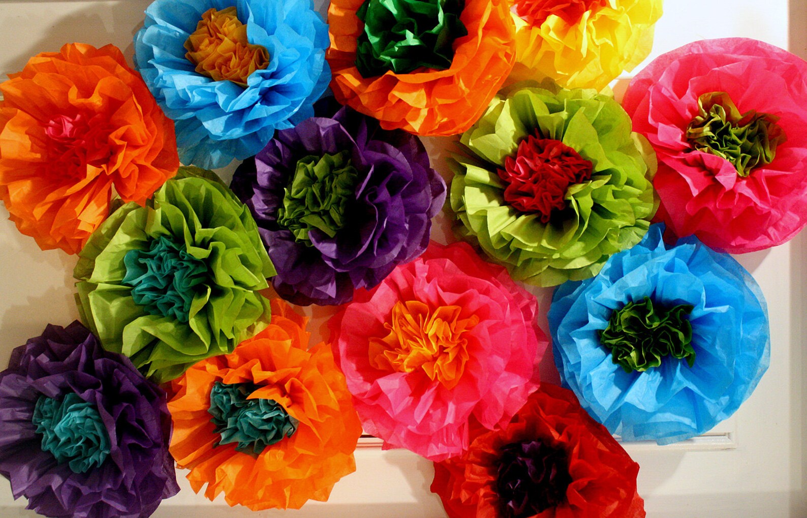 Mexican Tissue Paper Flowers Photo Wall Wedding Fiesta Etsy