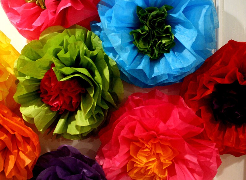 Set Of 10 Mexican Tissue Paper Flowers Photo Wall Wedding Fiesta Decorations Backdrops Props Paper Party Supplies Kromasol Com