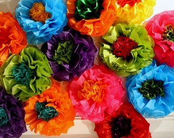 Mexican Tissue Paper Pom Poms: Fiesta Wedding Decorations - Set of 20