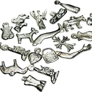 Mexican Milagros Charms Silvertone Jewelry Altars Shrines - Set of 6