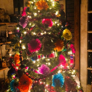 Mexican Christmas Garland Mexican Serape Fiesta Mantle Tree Wreath Stair Decoration Door