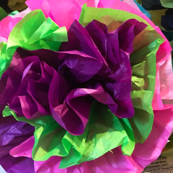 Mexican Paper Flower Wall Colored Tissue Paper Pom Poms Set of 20 Fiesta  Flowers Wedding Arch 