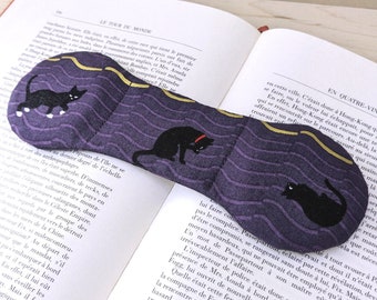 Black Cat Book Weight - Dark Purple Japanese cotton fabric weighted page holder