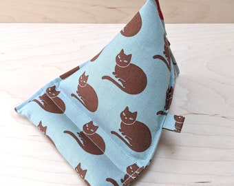 Cat Smartphone Stand - Brown Kitties on Sage Green, Pyramid Phone Holder Pillow, Plastic Pellet Bean Bag Cushion for Cellphone