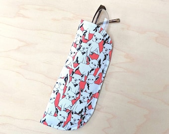 French Bulldog Eyeglass Sleeve - Fabric Soft Glasses Case - S M - Boston Terrier, Frenchie Dog, Black and White