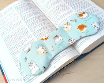 Aqua Hamster Book Weight - Kawaii Light Cyan Page Holder for Pocket Pet Lovers who Read Books