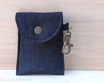 Pouch for Credit Card and ID - Dark Navy Blue Mini Essentials Pouch with Swivel Clip Keyring