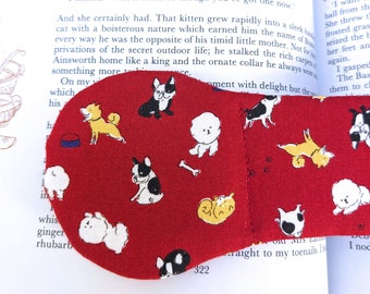 Dogs Book Weight - Red Weighted Page Holder - bichon frise, shiba inu, boston terrier, french bulldog