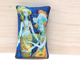 Mermaids Pocket Tissue Holder - black and blue to-go facial tissue case, mythical creatures, legendary ocean dwellers