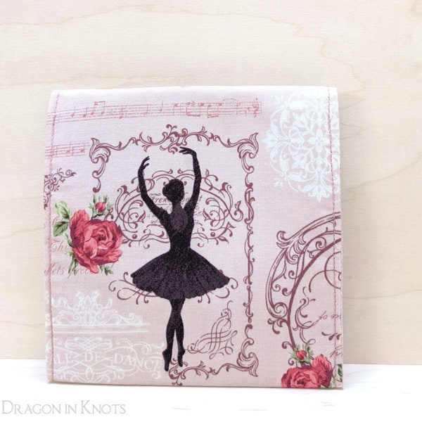 Ballerina Accessory Pouch - pale pink ballet, 5" Cotton Case with Metal Snap