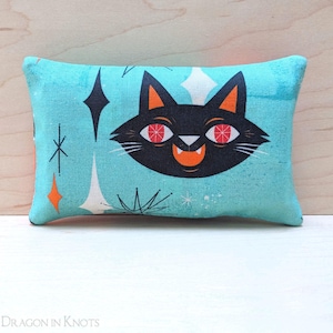Porta pañuelos portátil con diseño de gato retro - Estuche para pañuelos faciales de bolsillo de tela de algodón azul con diseño de Halloween