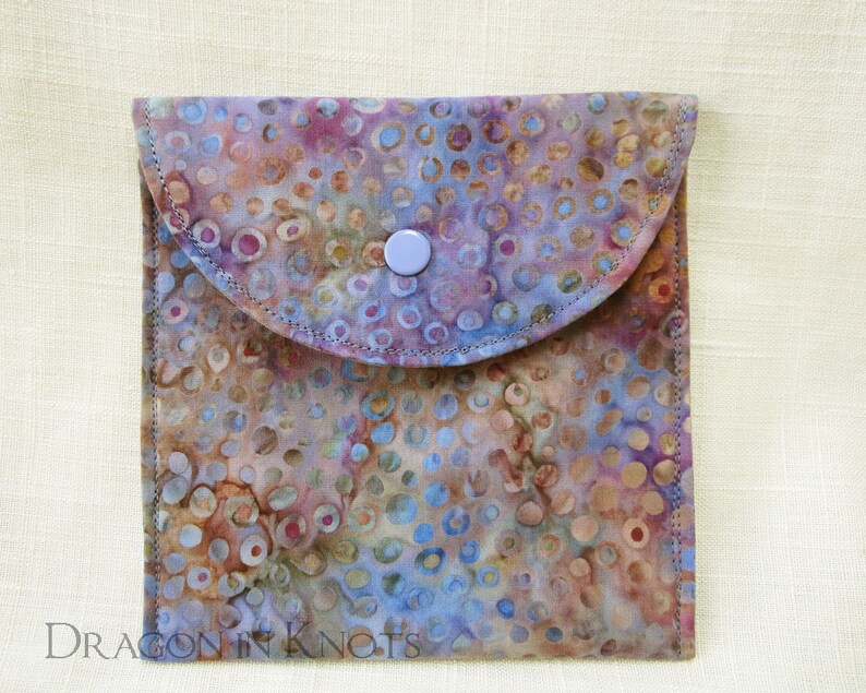 pocket mirrors passports etc. 5 batik polka dot case for feminine supplies Purple Accessory Pouch