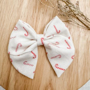 Candy Canes Hair Bow, small holiday hair accessories, baby nylon headband