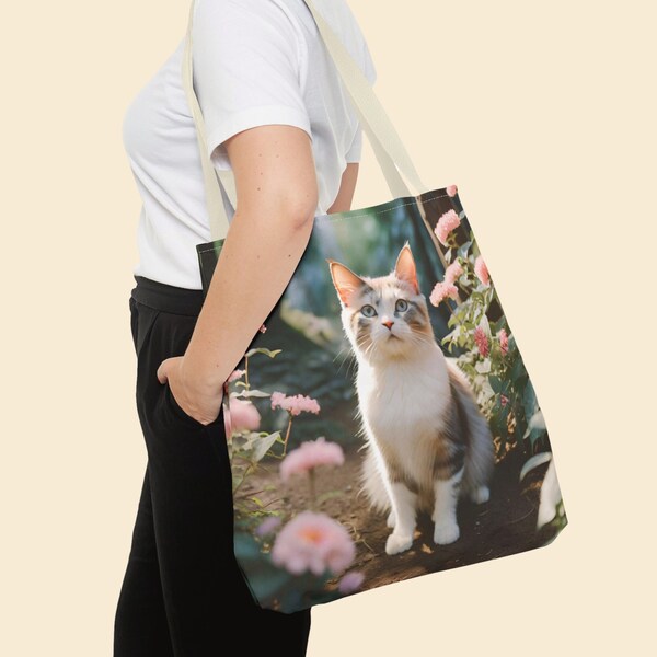 Cats Canvas shoulder bag, All Over Print tote Bag, Cat Lovers Gift, Grocery Bag With kittle, cat Stylish shopping bag, book bag with cat