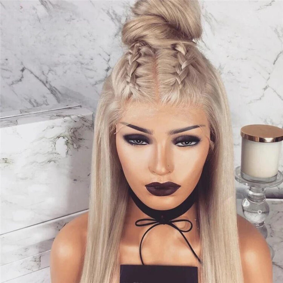 Cuticle Aligned Ash Blonde 134 Lace Front Straight Human Hair Wigs Etsy