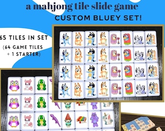 Blue-y Mahjong Tile Game - Popular Tile Match Game - Custom Made - Can be used to play other fun games, such as Memory Match, Go Fish, etc.